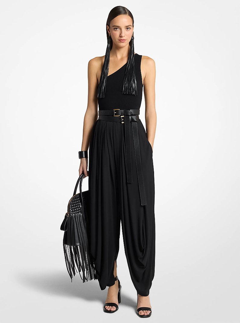 Pantal&oacute;n de jersey de georgette drapeado in NEGRO | Michael Kors