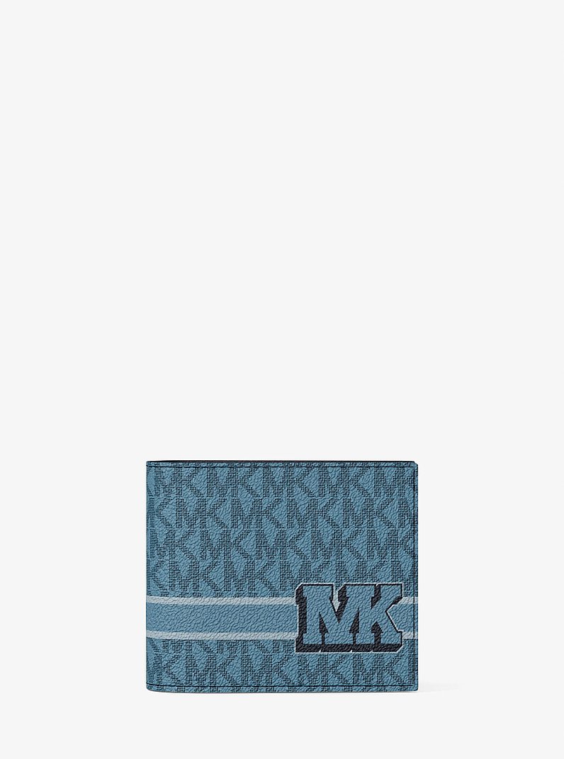 Cooper Striped Signature Logo Billfold Wallet With Passcase in DENIM | Michael Kors