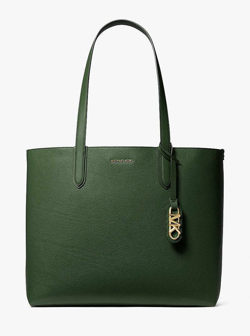Eliza Extra-Large Pebbled Leather Reversible Tote Bag in AMAZON GREEN | Michael Kors