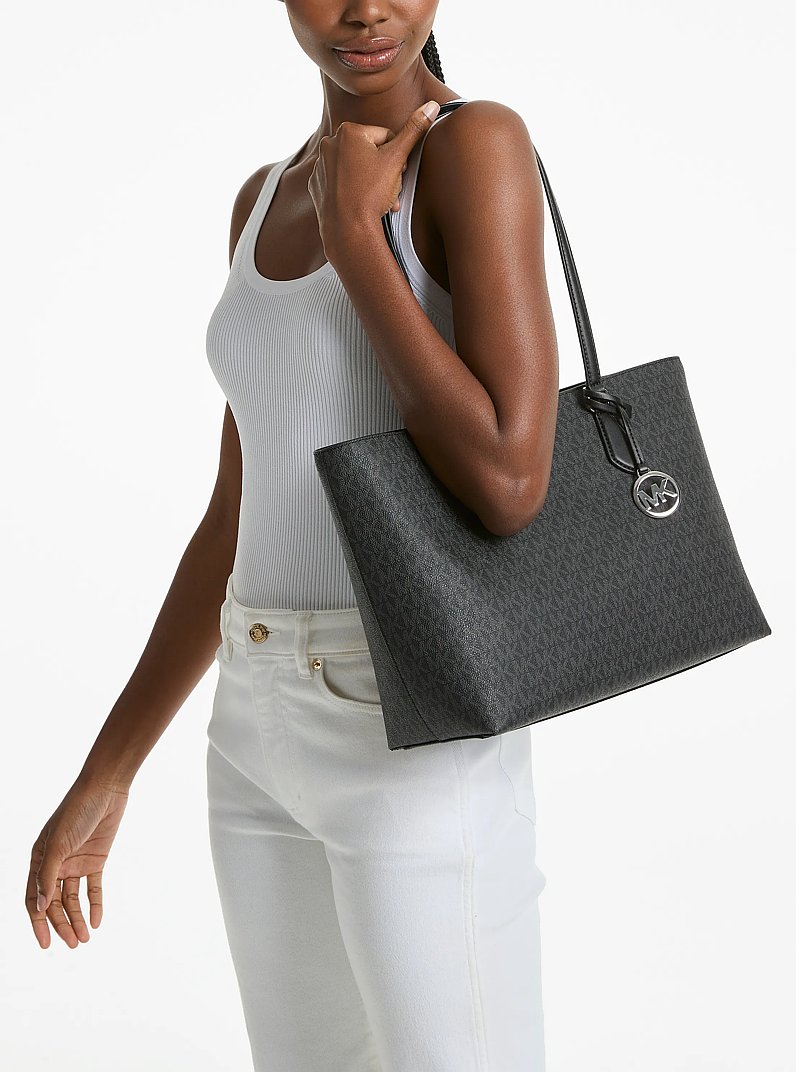 Sheila Large Signature Logo Tote Bag in BLACK | Michael Kors