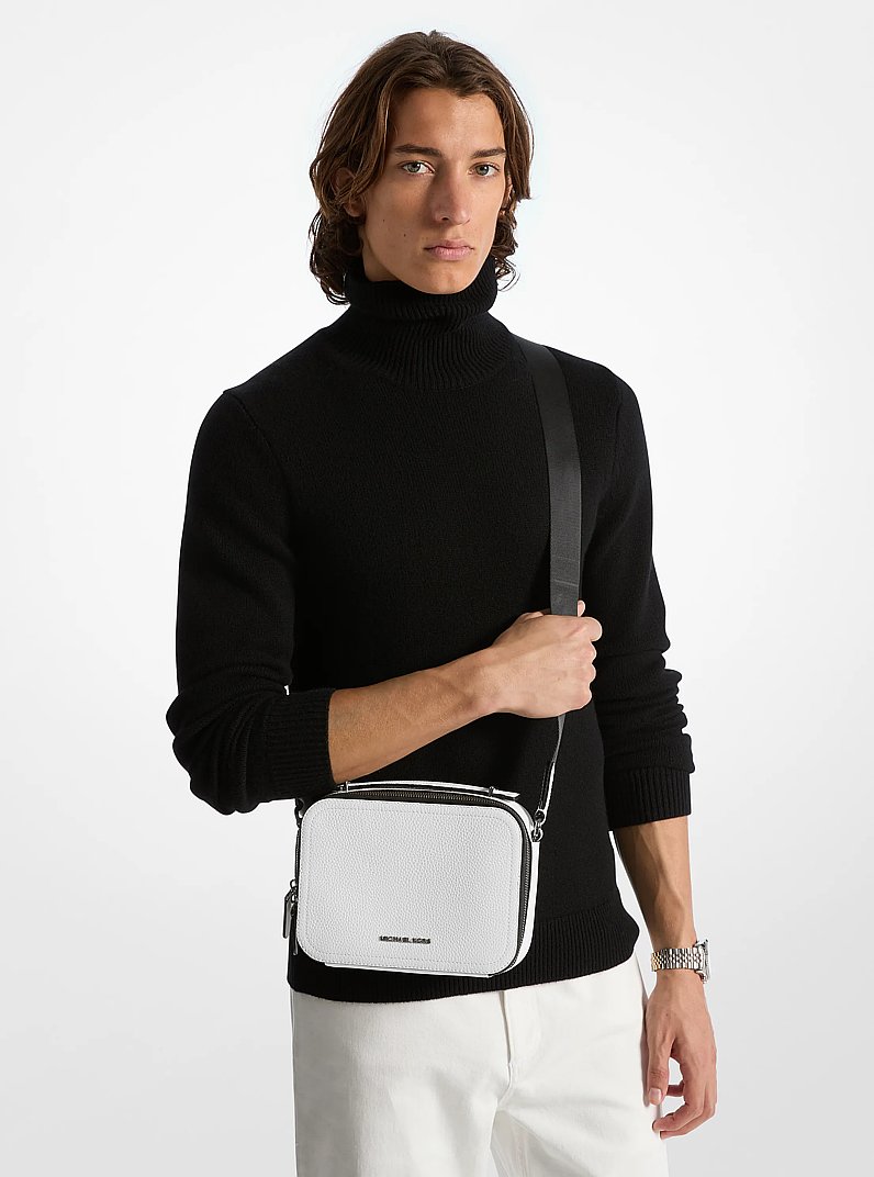 Hudson Pebbled Leather Crossbody Bag in BRIGHT WHT | Michael Kors