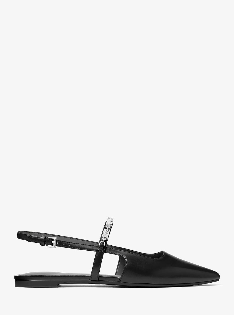 Dina Flex Leather Slingback Flat in BLACK | Michael Kors