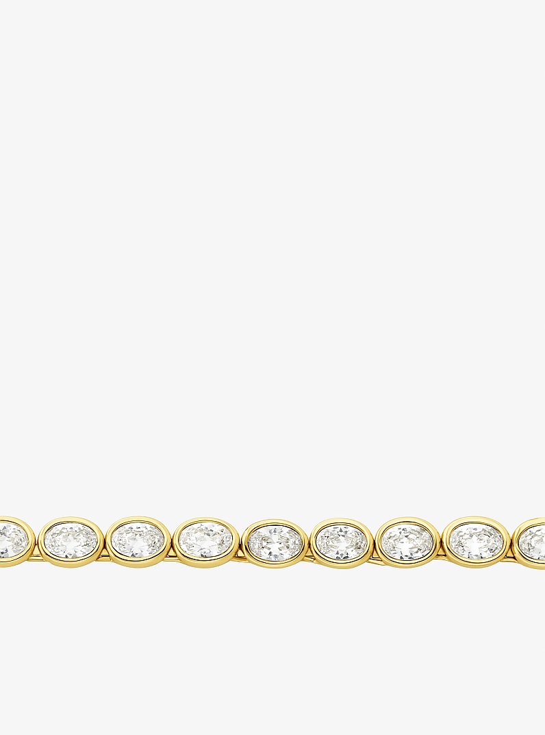 Precious Metal-Plated Cubic Zirconia Tennis Necklace in GOLD/CLEAR | Michael Kors