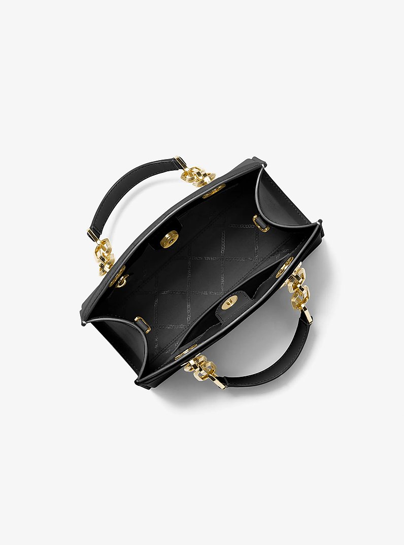 Cynthia Small Leather Satchel in BLACK | Michael Kors