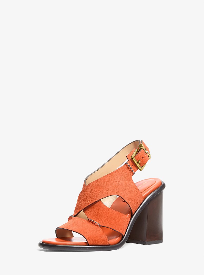 Raven Suede Block Heel Sandal in MIMOSA | Michael Kors