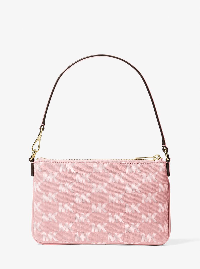 Jet Set Travel Small Logo Jacquard Denim Wristlet in POWDER BLUSH | Michael Kors