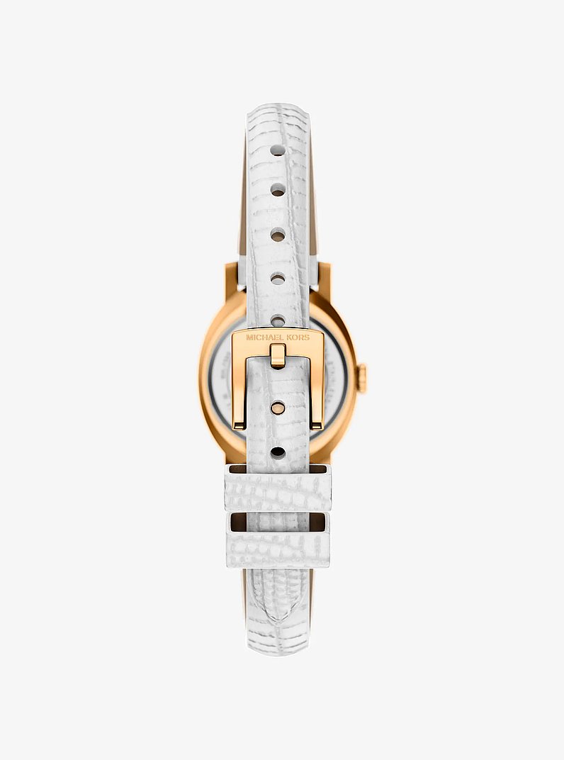 Reloj Maude petite en tono dorado con correa de piel con motivo de lagarto en relieve in BLANCO INTENSO | Michael Kors