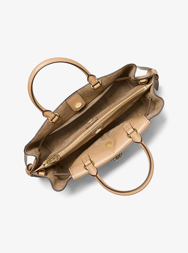 Hamilton Legacy Large Crocodile Embossed Leather Belted Satchel