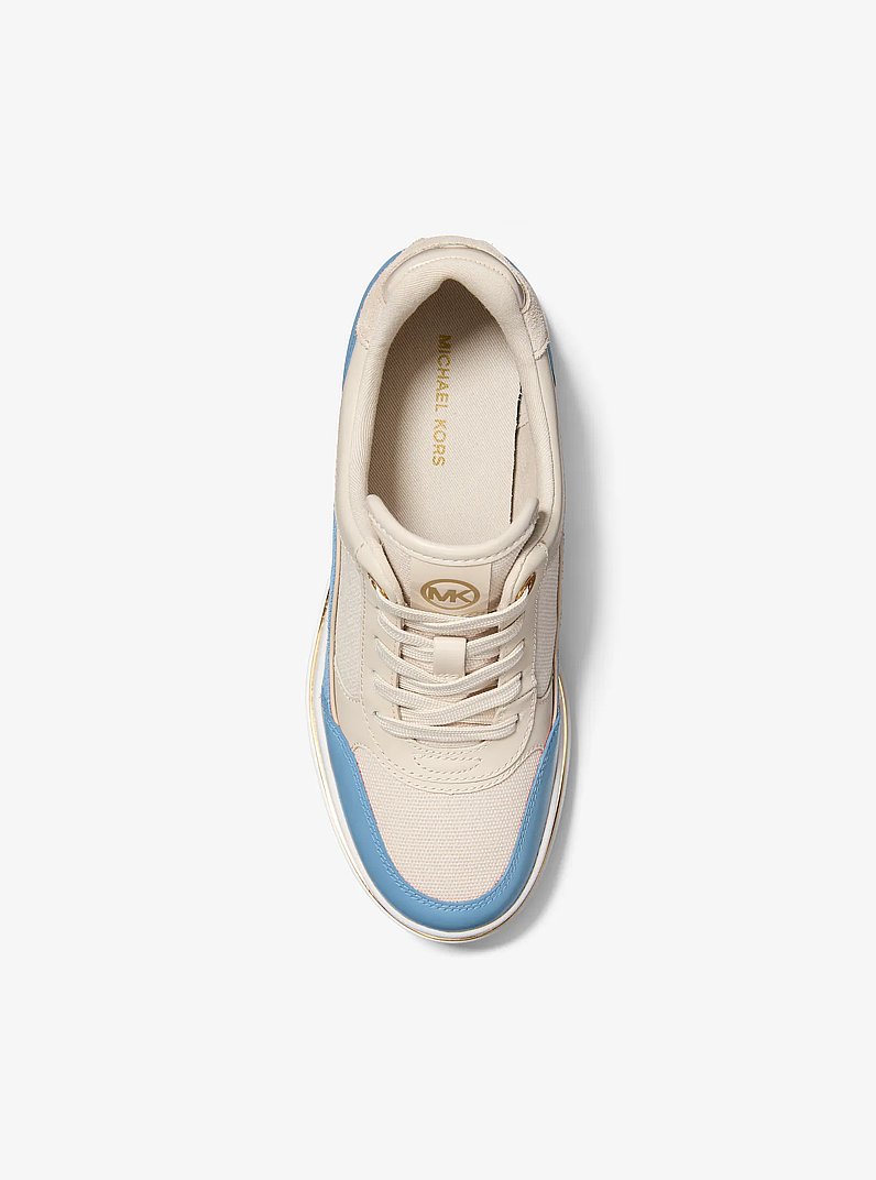 Emmy Leather and Canvas Wedge Trainer in CHAMBRAY | Michael Kors
