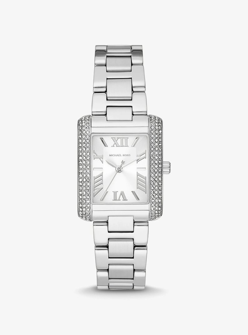 Mini Emery Pav&eacute; Silver-Tone Watch in SILVER | Michael Kors