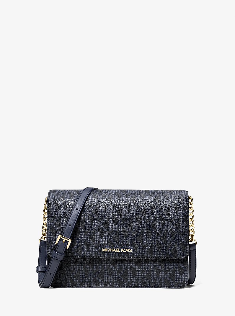 Borsa a tracolla Daniela grande con stampa logo in BLU AMMIRAGLIO | Michael Kors