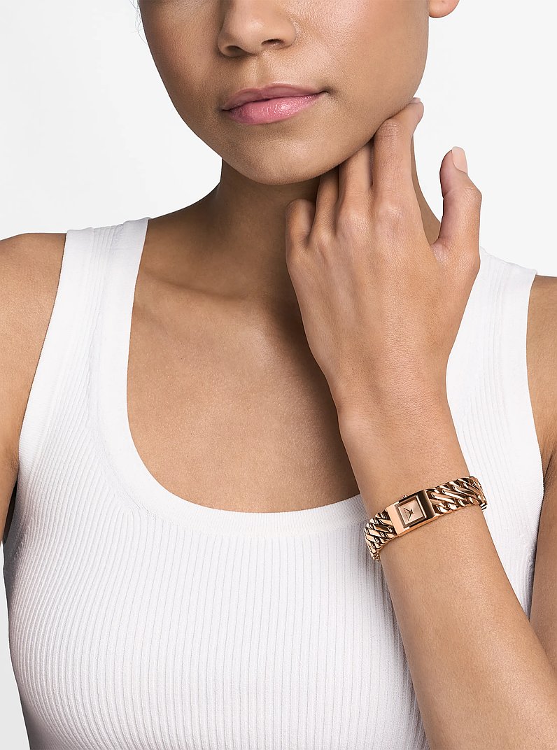 Mini Darrington Rose Gold-Tone Chain-Link Watch in ROSE GOLD | Michael Kors