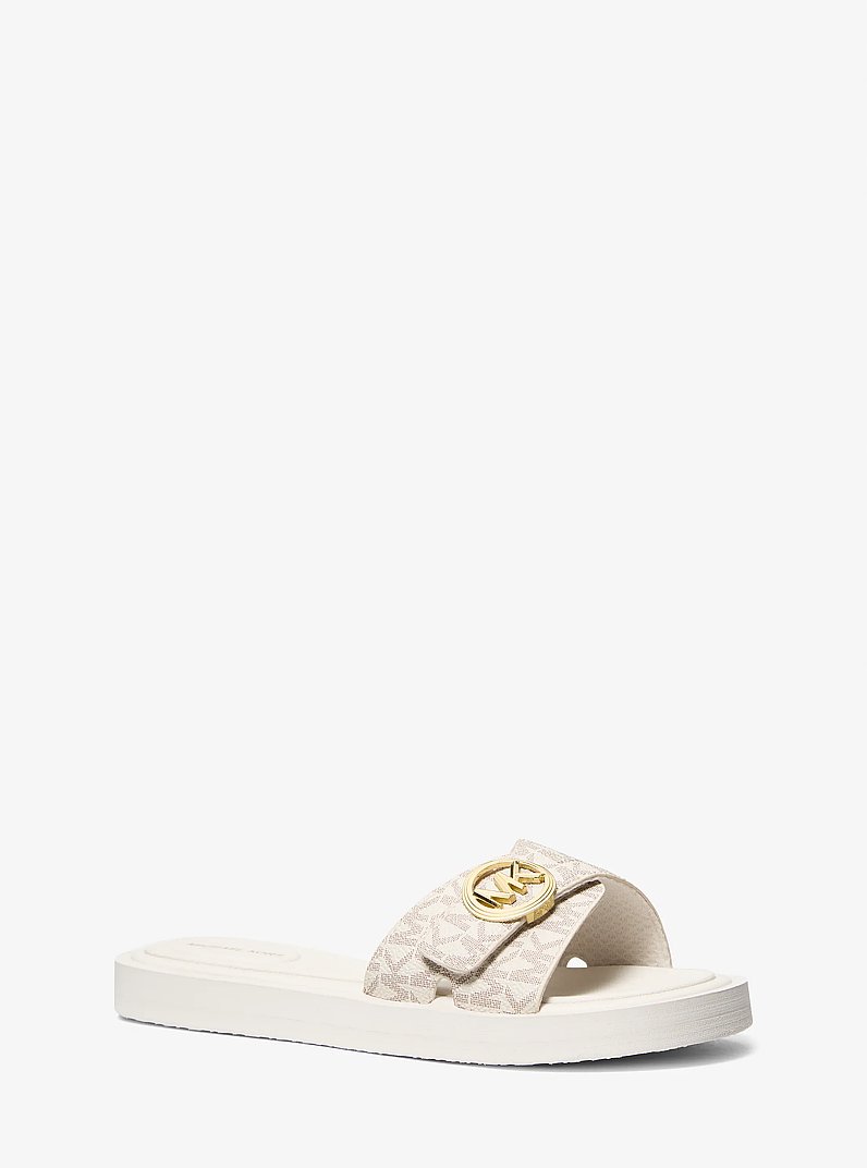 Signature Logo Slide Sandal in VANILLA | Michael Kors