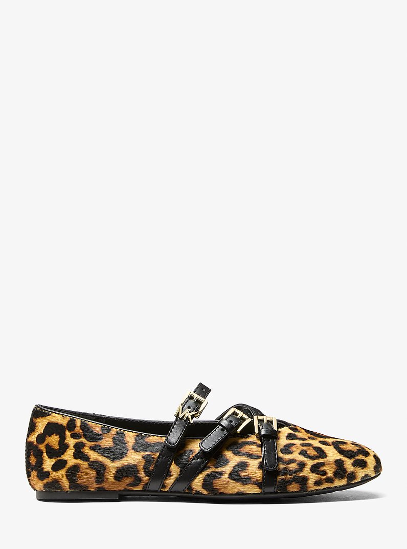 Indy Flex Leopard Print Calf Hair Ballet Flat in MARIGOLD | Michael Kors