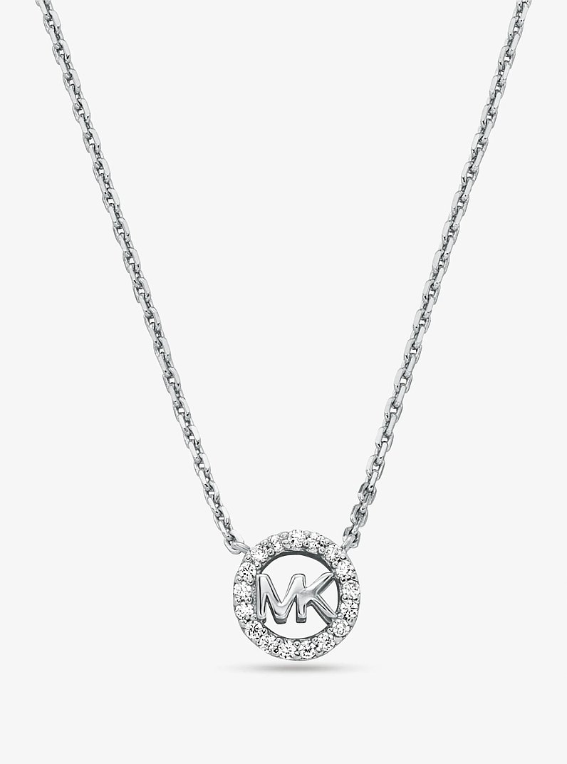 Collana con ciondolo Fulton in argento sterling placcato in metallo prezioso con logo e pav&eacute; in ARGENTO | Michael Kors