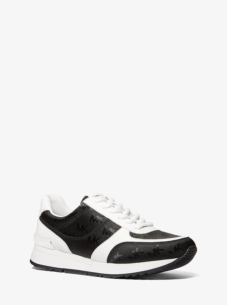 Andi Woven Logo Nylon Trainer in BLACK | Michael Kors