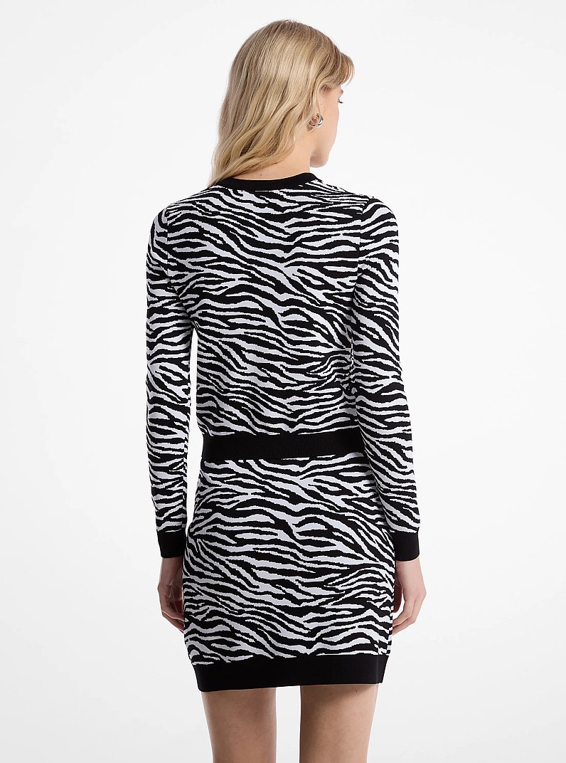 Veste courte en jacquard &agrave; imprim&eacute; z&egrave;bre in NOIR/BLANC | Michael Kors