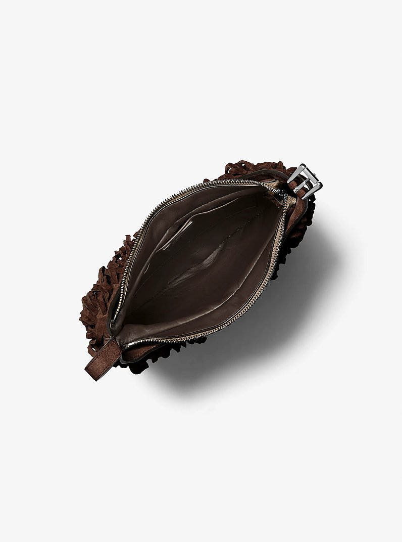 Dyan Small Fringed Suede Shoulder Bag in CHOCOLATE | Michael Kors
