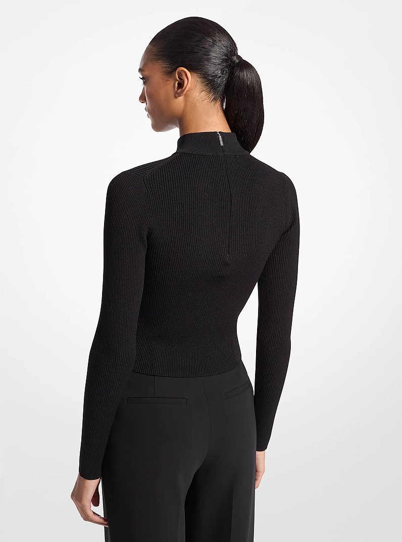 Jersey de cuello alto de punto acanalado in NEGRO | Michael Kors