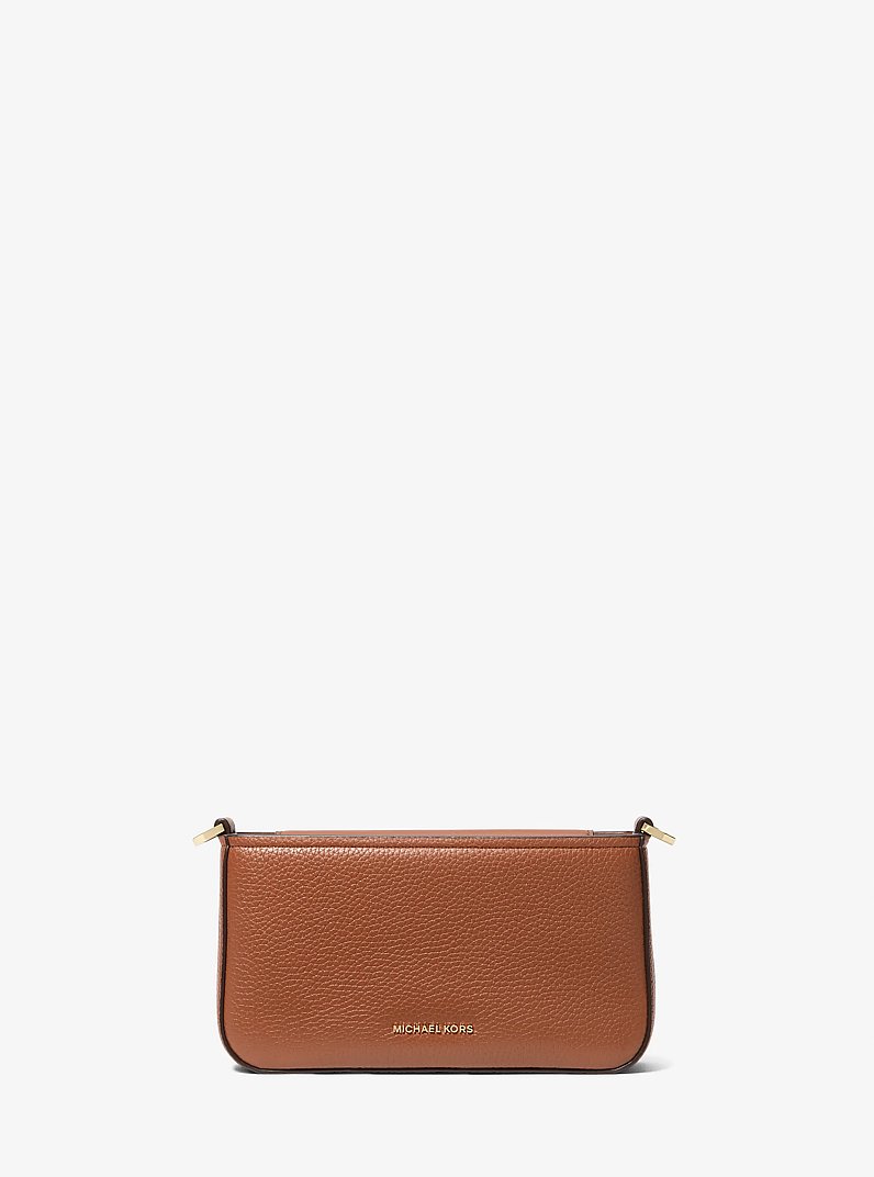 Bryant Small Pebbled Leather Convertible Pochette in LUGGAGE | Michael Kors