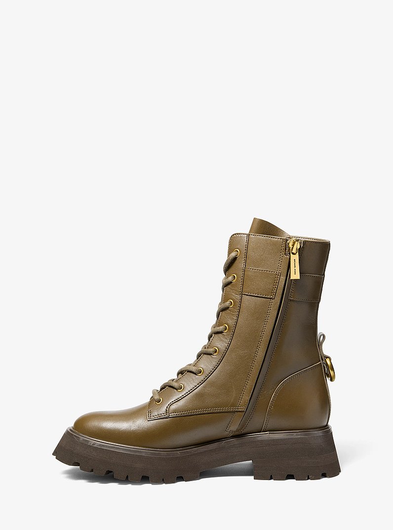 Caleb Leather Combat Boot in LODEN | Michael Kors