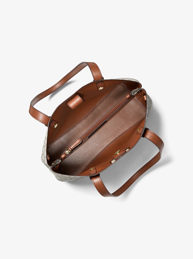 Mala tote com log&oacute;tipo exclusivo Mel pequena in BAUNILHA/BAGAGEM | Michael Kors