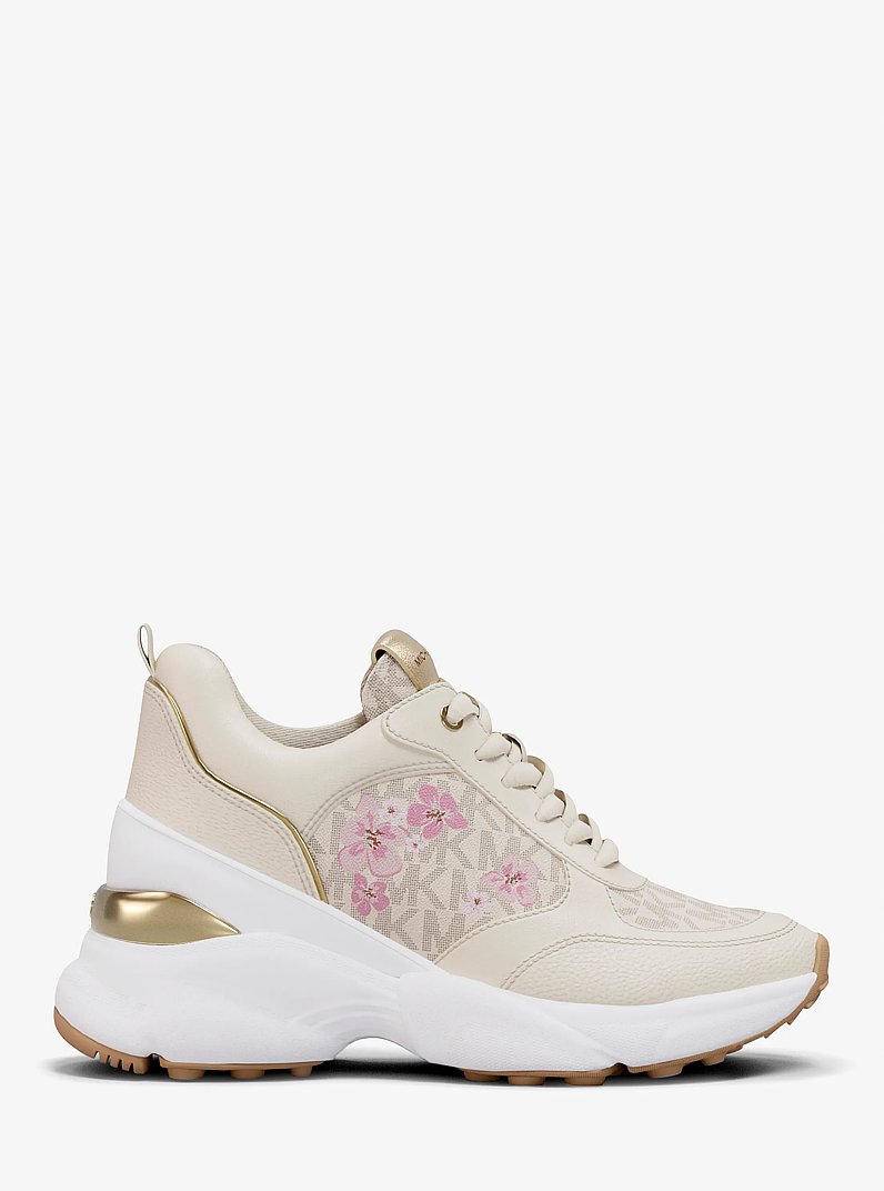 Katrina Floral Print Signature Logo Trainer in VANILLA COMBO | Michael Kors