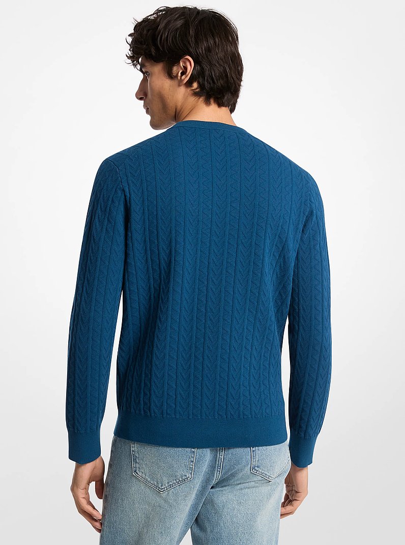 MK2000 Logo Embossed Jacquard Sweater in RIVER BLUE | Michael Kors