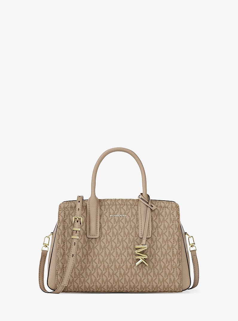 Laila Small Signature Logo Satchel in KHAKI | Michael Kors