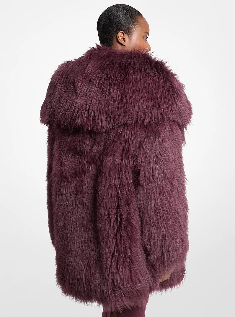 Shearling Peacoat in WINE | Michael Kors