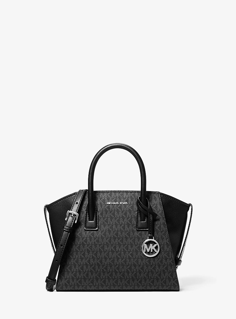 Avril Small Signature Logo Satchel in NEGRO | Michael Kors