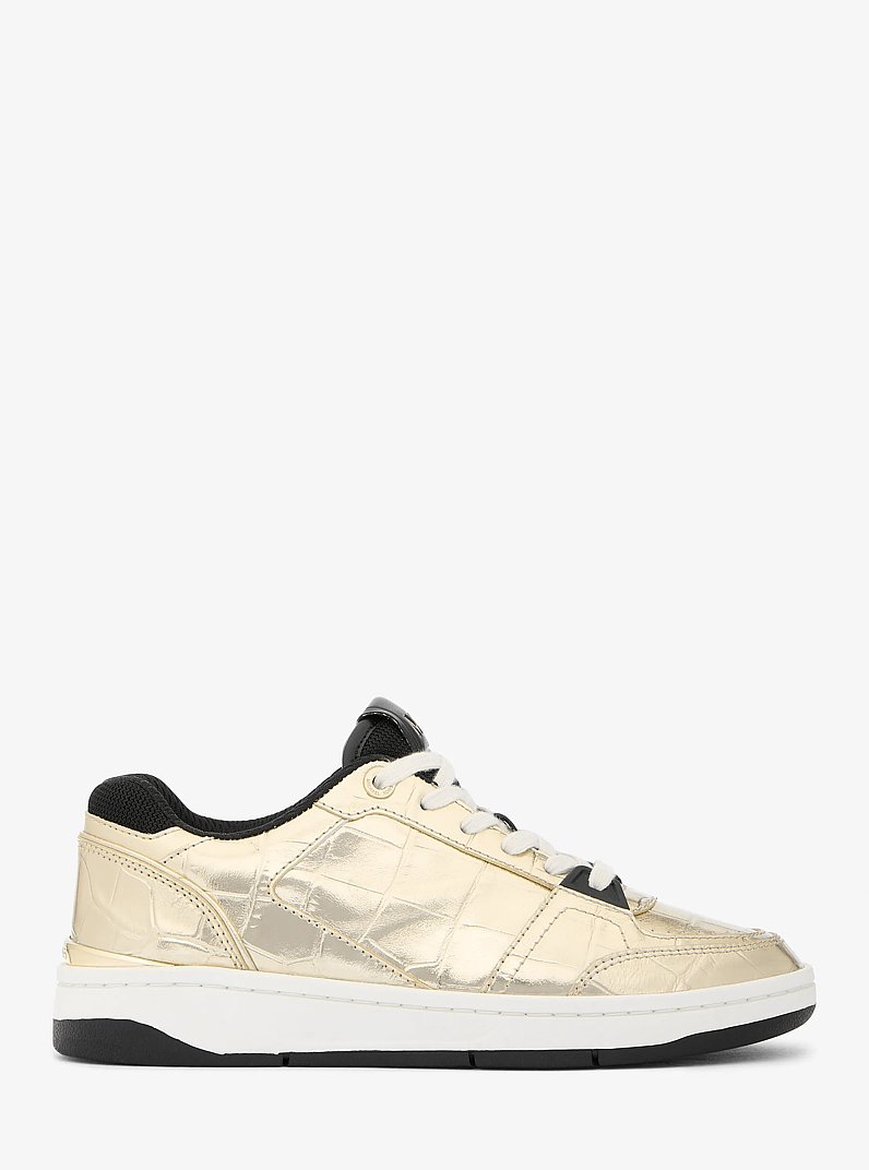 Rebel Metallic Crocodile Embossed Leather in PALE GOLD | Michael Kors