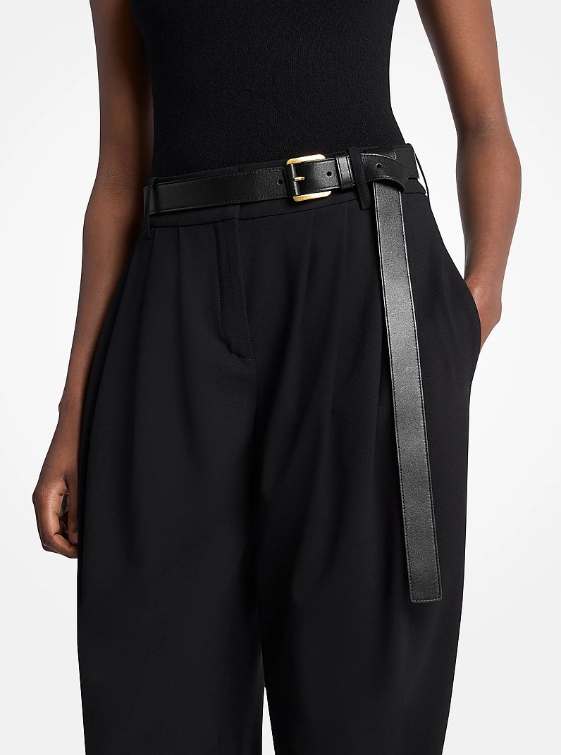 Jodi Leather Trouser Belt in BLACK | Michael Kors
