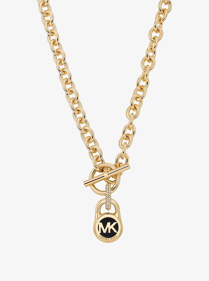 Pav&eacute; Lock Chain Link Necklace in GOLD | Michael Kors