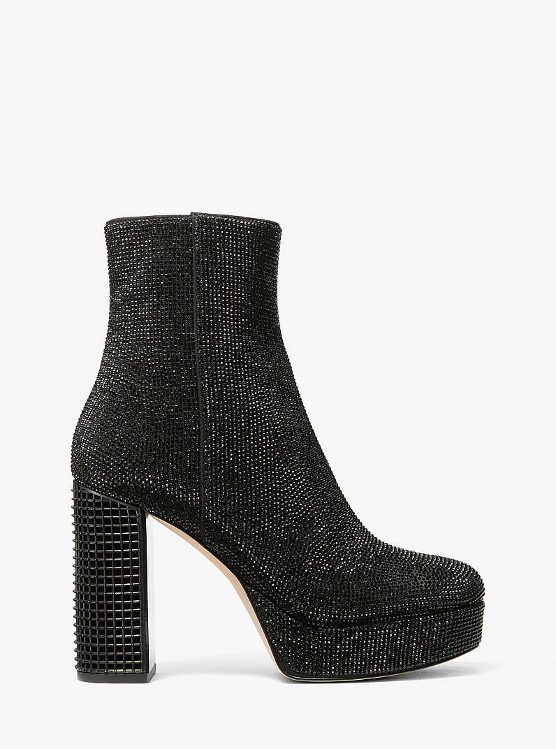 Maxine Crystal Embellished Platform Boot in BLACK | Michael Kors