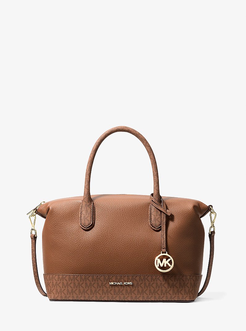 Borsa a mano Hyde media con finitura martellata e logo in CUOIO | Michael Kors