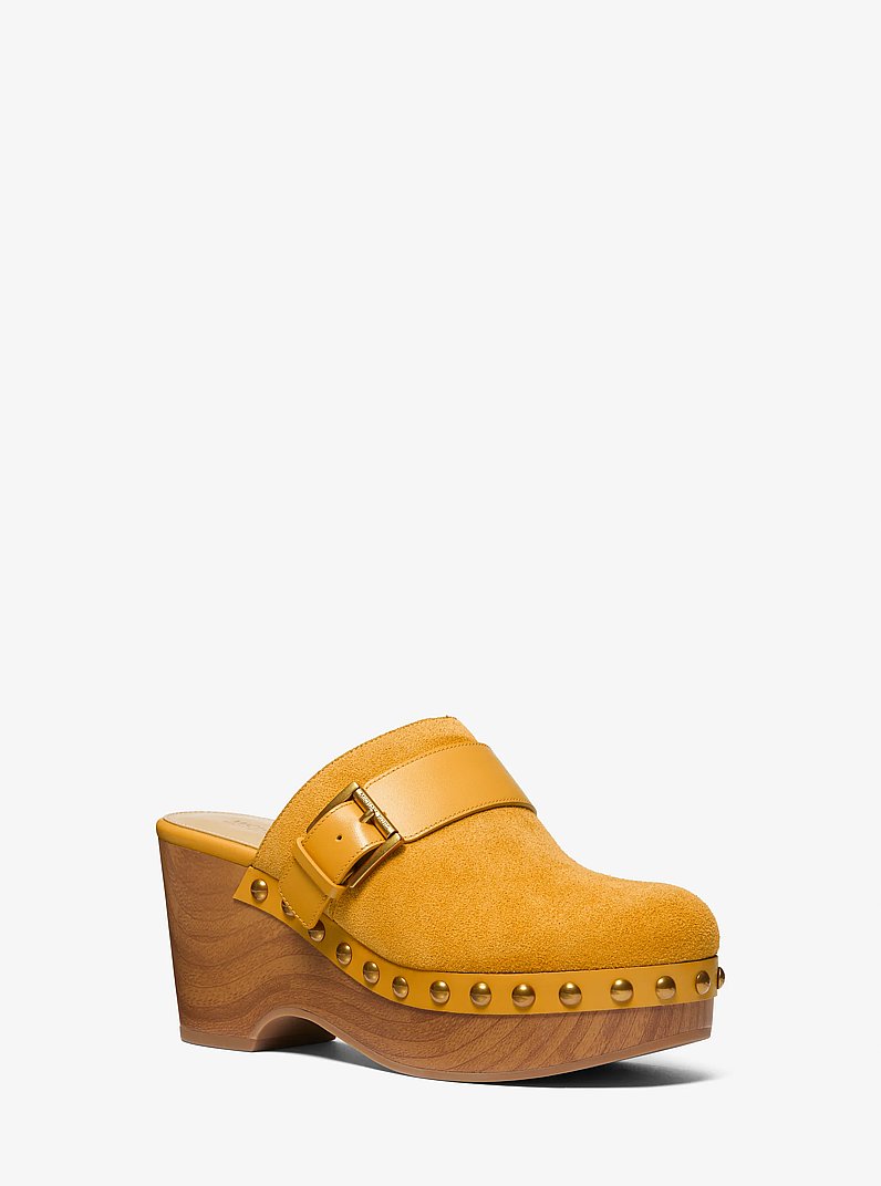 Rye Studded Suede Platform Clog in GOLDEN ROD | Michael Kors
