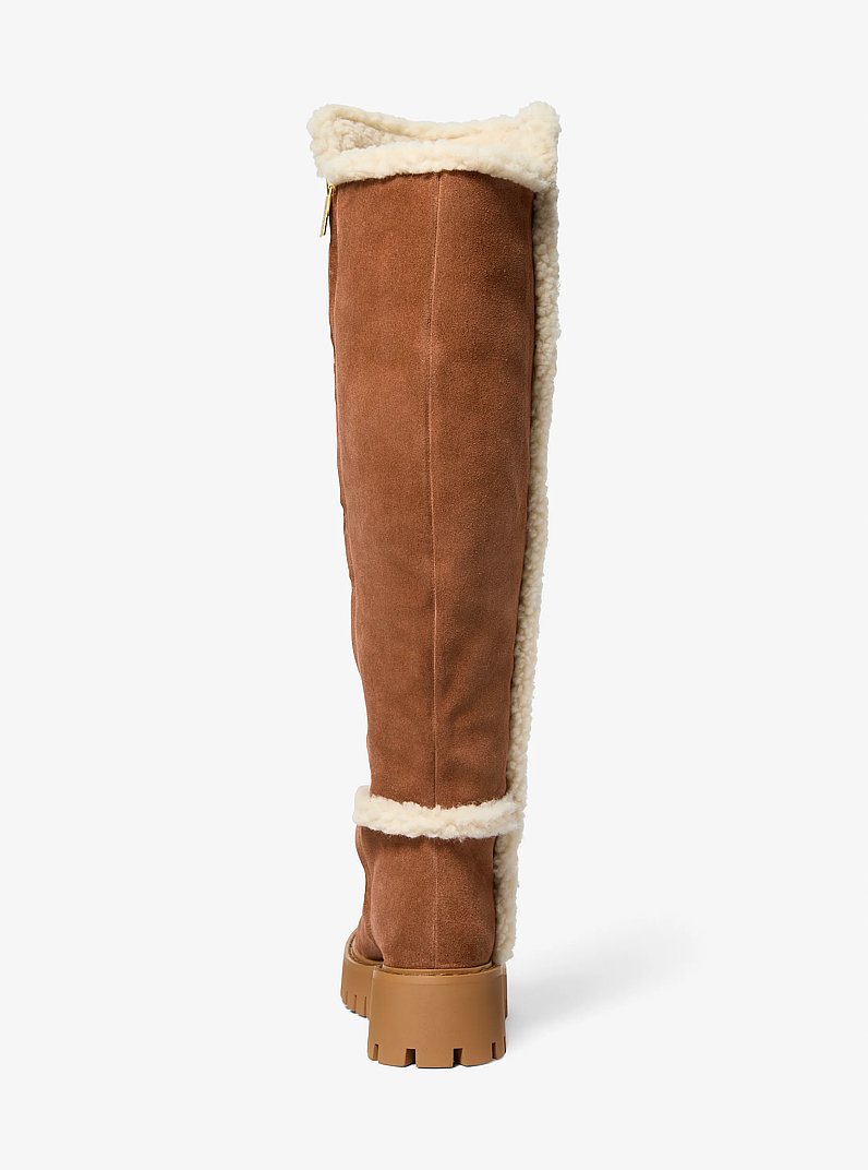 Asher Suede and Faux Shearling Boot in LUGGAGE | Michael Kors