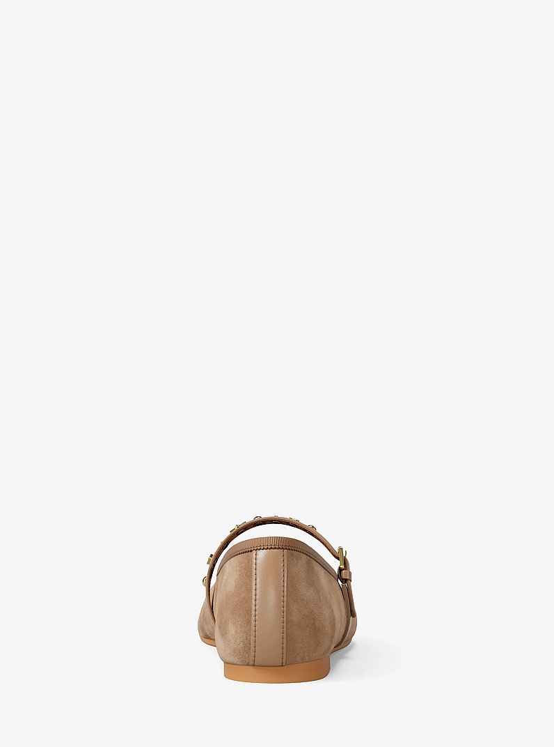 Bailarina Phoebe de piel con adornos in CAMEL | Michael Kors