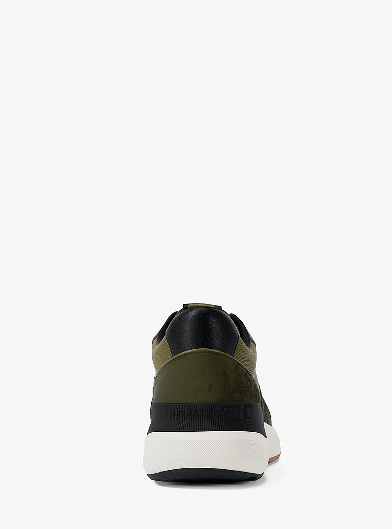 Trevor Leather and Corded Twill Trainer in IVY MULTI | Michael Kors