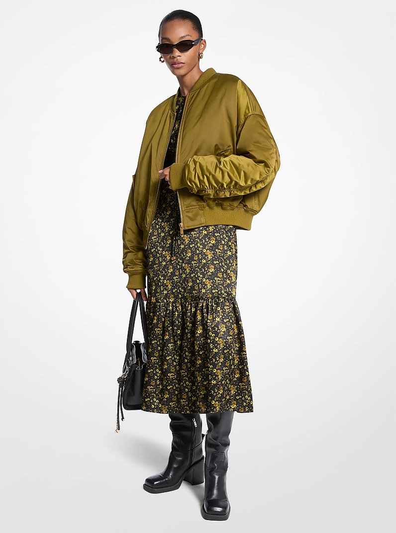 Satin Cir&eacute; Bomber Jacket in PISTACHIO | Michael Kors