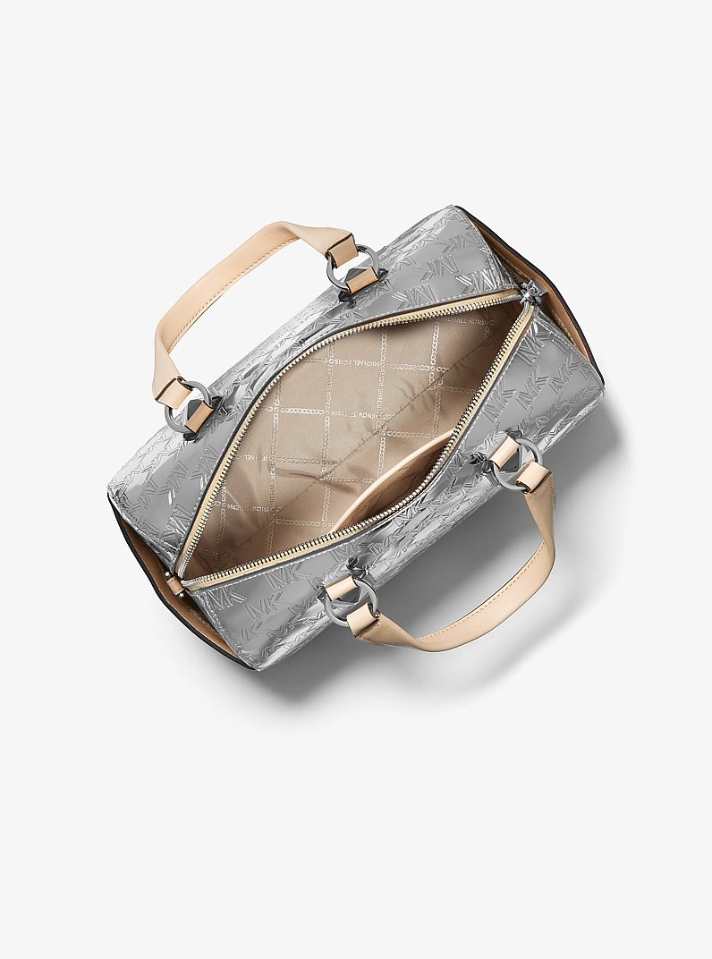 Grayson Medium Logo Embossed Patent Satchel