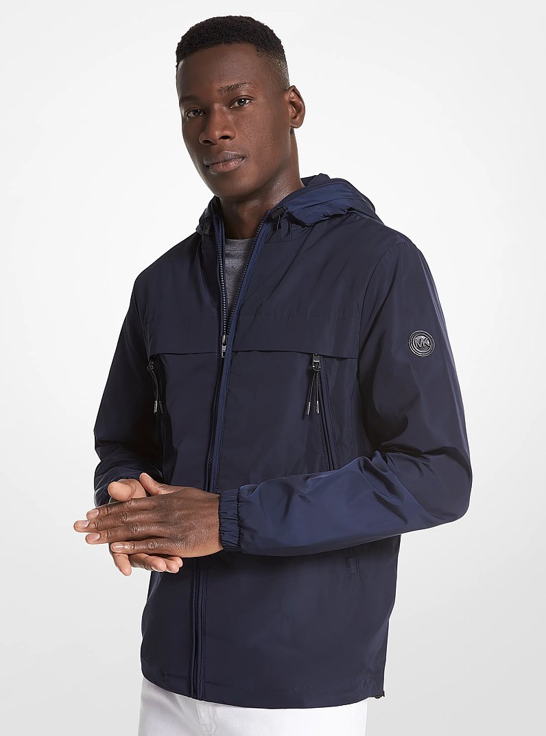 Logo Tape Woven Windbreaker Jacket in BLACK - Sale | Michael Kors [US]