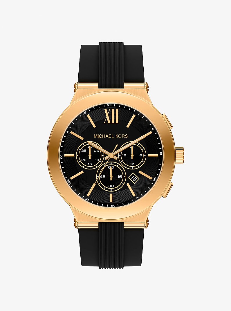 &Uuml;bergro&szlig;e Armbanduhr Billie im Goldton mit Silikonarmband in SCHWARZ | Michael Kors