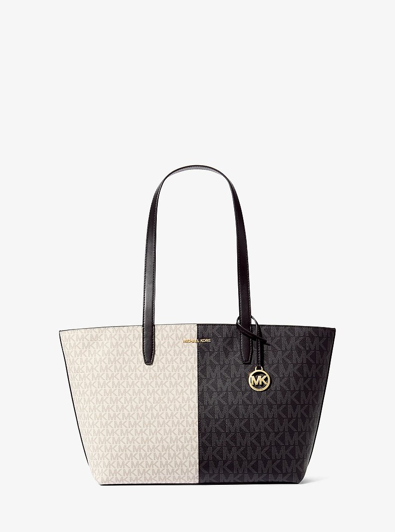Jet Set Medium Two-Tone Logo Tote Bag in BLACK COMBO | Michael Kors