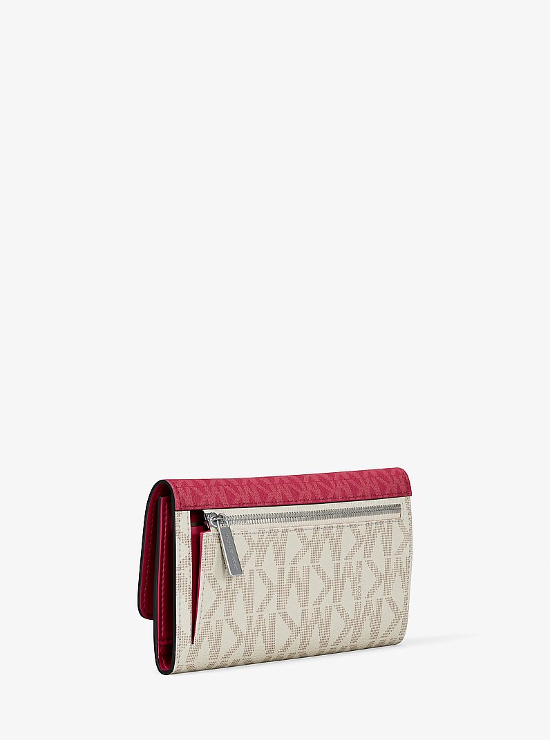 Jet Set Travel Signature Logo Tri-Fold Wallet in MAROON - Sale