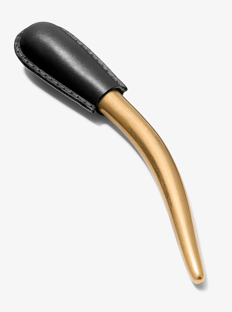 Leather Wrapped Brass Hair Pin in BLACK | Michael Kors