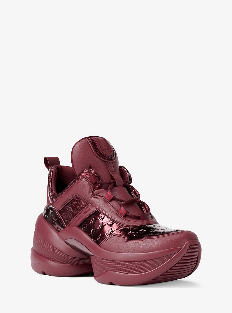 Olympia Mixed-Media Trainer in CHERRY | Michael Kors