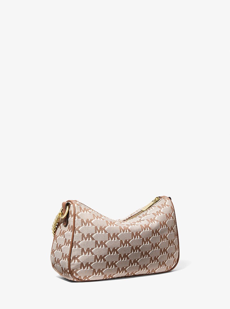 Carmela Medium Logo Jacquard Convertible Crossbody Bag in LUGGAGE | Michael Kors