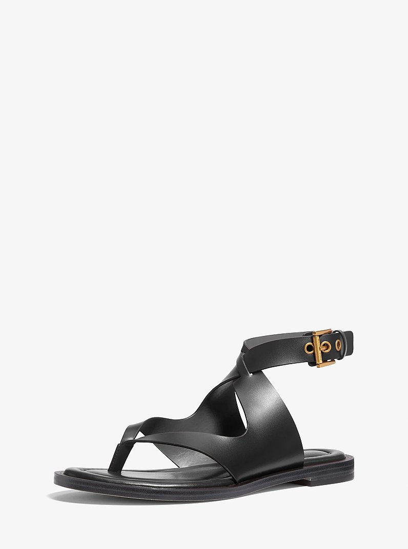 Irene Leather Wrap Sandal in BLACK | Michael Kors